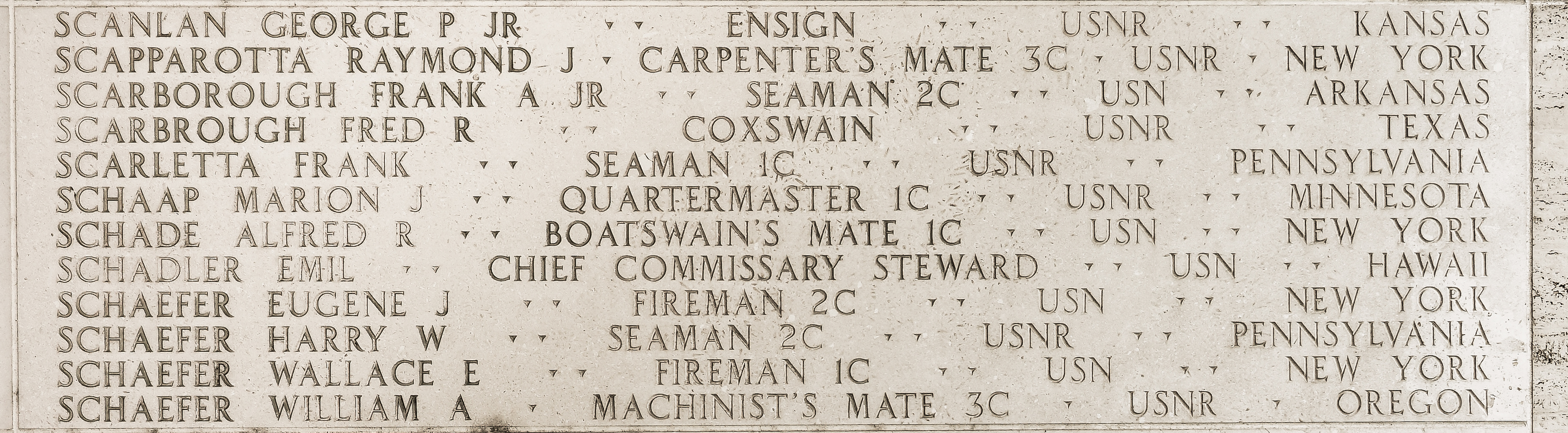 Marion J. Schaap, Quartermaster First Class